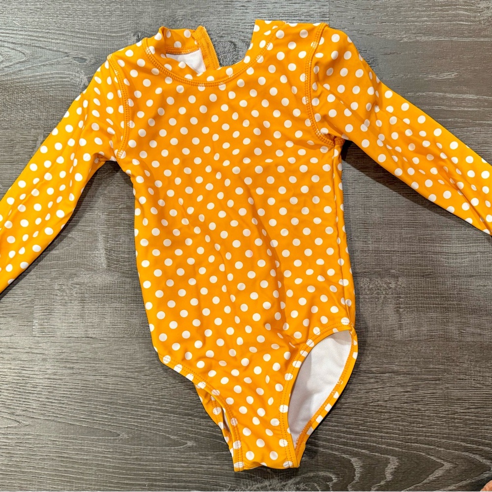 Girls Long Sleeve Surf Suit (One Piece Bodysuit) | "Orange Sassy Surfer"